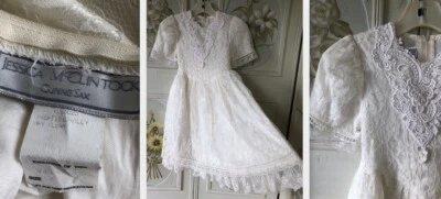 VTG JESSICA MCCLINTOCK GUNNE SAX WHITE USA LACE FLORAL DRESS PUFF SLEEVE CHILD 6 - Image 1 of 4