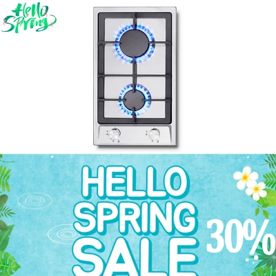 SNDOAS 30 cm Gas Hob 2 Burners Built in Gas Cooktop Cast Iron Support NG/LPG - Image 1 of 4