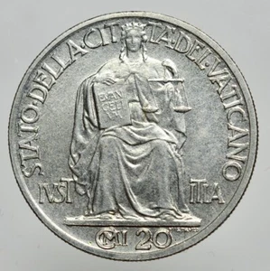 VATICANO - ROMA - PIO XII 1939-1958 -AC/ 20 CENTESIMI 1944 RARISSIMA ! - Bild 1 von 2