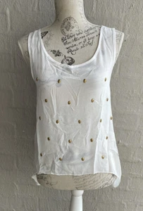 New with tags Loving things white sheer top with skull studs ladies size 6 - Picture 1 of 6