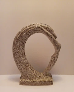 Royal Haeger Pottery White Black Crackle Lava Finish Woman Art Deco 1996 Rare - Picture 1 of 11