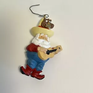 vintage 90’s hallmark santa ornament country Singer cowboy Guitar Owl Harmonica - Picture 1 of 3
