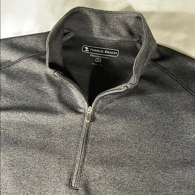 Pebble Beach mens charcoal grey Performance quarter zip pullover jacket - size M - Image 1 of 4
