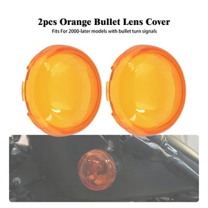 2x Turn Signal Light Amber Lens Bullet Style Covers For Harley Glide Sportster - Picture 1 of 17