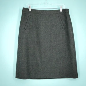 J. Crew Größe 12 grau Reißverschluss Bleistift gerade Stil gefüttert 100 % Wolle Arbeitsrock NEU - Bild 1 von 6
