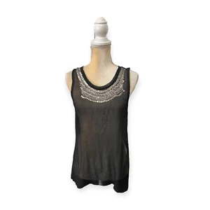 Velvet by Graham & Spencer Chiffon verziertes Tanktop Gr. S Small schwarz transparent - Bild 1 von 6