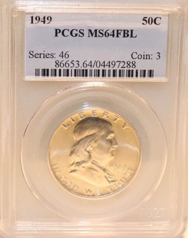 1949 US Franklin Half 50c PCGS MS64FBL Cover