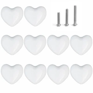 Ceramic Drawer Knobs Heart Shape Cabinet Dresser Pulls Handles with 3 Sized - Picture 1 of 6