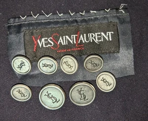 Yves Saint Laurent FRANCE Logo Pewter Silver Blazer YSL Buttons 20mm & 15mm - Picture 1 of 9
