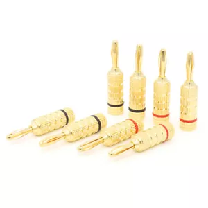 8pcs Gold Plated Speaker Cable Banana Plug HIFI Audio Banana Connector 4mm - Picture 1 of 5