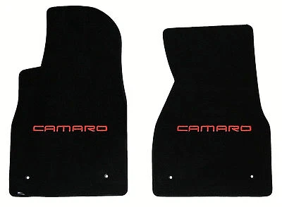LLOYD Classic Loop BLACK FRONT FLOOR MATS w/ Red embroidery 1993 to 2002 CAMARO - Image 1 of 4