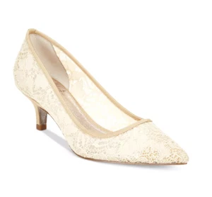 Adrianna Papell Lois Lace Evening Pumps Kitten Heel Ivory Size 8 NWB - Picture 1 of 9
