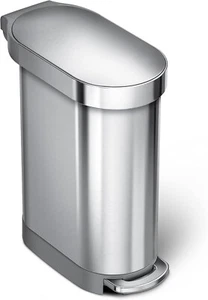 45 Liter / 12 Gallon Slim Hands-Free Kitchen Step Trash Can, Brushed Stainless - Picture 1 of 9