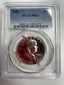 Franklin mezzo dollaro 1955 PCGS PROOF-64 - Foto 1 di 2