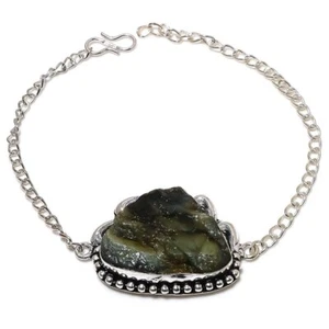 Natural Labradorite Rough Gemstone 925 Sterling Silver Bracelet 7-8" Gift T863 - Picture 1 of 6