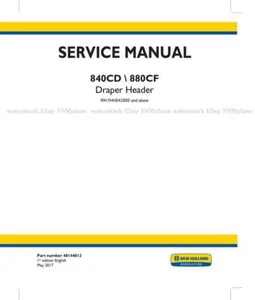 New Holland 840CD 880CF Draper Header Workshop Repair Service Manual on Paper - Picture 1 of 4