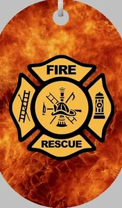 Bombero Bomberos y Rescate Maltesa Cruz Llamas Perro Etiqueta Collar 30" Cadena NUEVO - Imagen 1 de 2
