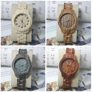 Damenmode Quarz Holzimitat Armbanduhren rundes Zifferblatt Analog Uhren - Bild 1 von 23