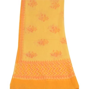 Sanskriti Vintage Dupatta Long Stole Blend Cotton Kota Saffron Printed Veil - Picture 1 of 12
