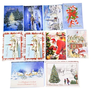 Christmas Holiday Greeting Cards Lot of 10 Merry Christmas Scenes with Envelopes - Picture 1 of 5