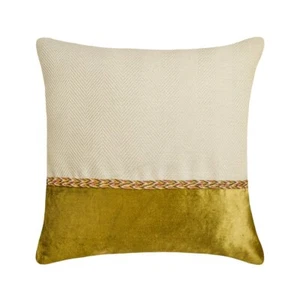 Green Beige Velvet Jute Cord 26"x26" Throw Pillow Cover - Jute Chartreuse Suit - Picture 1 of 3