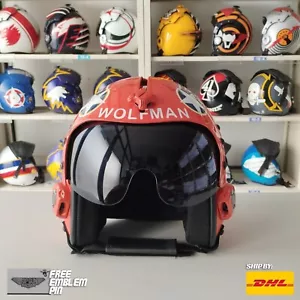 TOP GUN WOLFMAN HGU-33 CASCO VOLO FILM PROP PILOTA AVIATORE USN MARINA + SPILLA - Foto 1 di 15