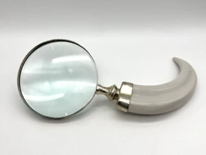 Vintage Magnifying Glass w Cellulose Horn Faux Tusk Handle 9.5" Long - Picture 1 of 6