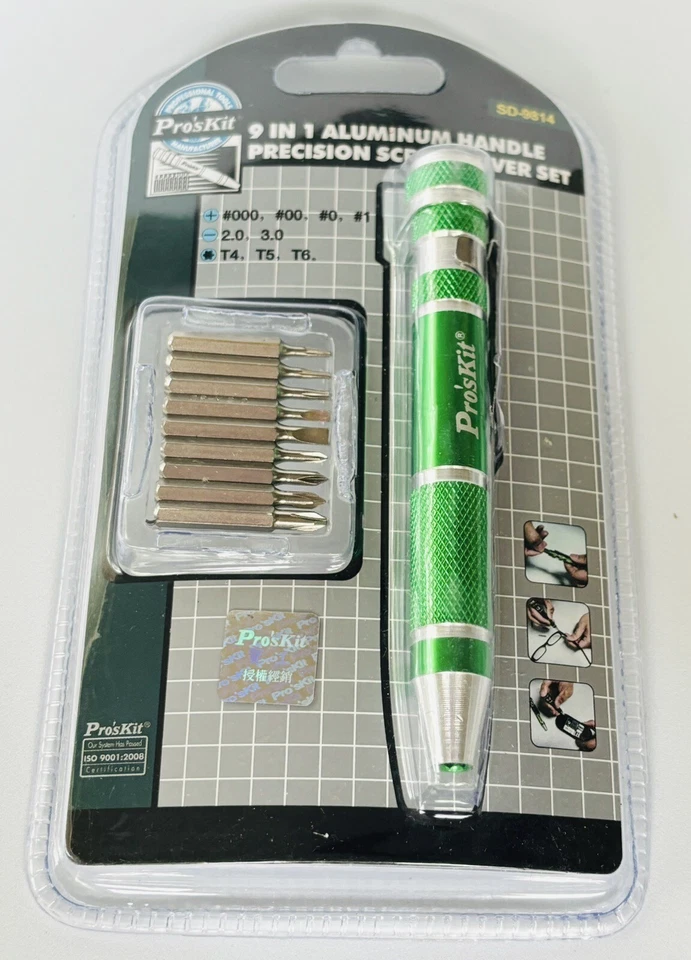 Precision Screwdriver Set SD-9814 Pro'sKit 9 in 1 Aluminum Handle