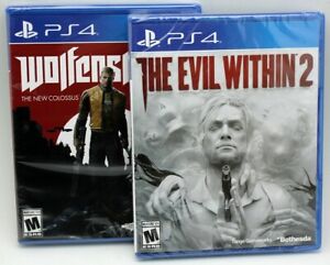 Lot of 2 PS4 Playstation 4 Wolfenstein II New Colossus & Evil Within 2