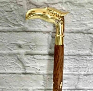 Bastón de madera hecho a mano con mango de pájaro, cabeza de águila de... - Imagen 1 de 5
