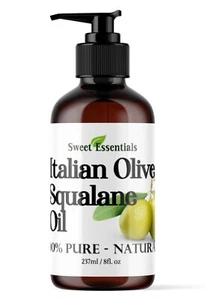 100% Pure Olive Squalane Oil, 8oz Glass w/Pump, Imported From Italy, Anti Aging - Picture 1 of 3