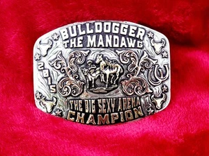 ROUGHSTOCK Rodeo Trophy Buckle☆CHAMPION BULLDOGGING☆The Big Sexy Arena☆1994☆82 - Picture 1 of 13