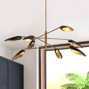 Style 8 Arm Curved Disk Shade Branch Sputnik Chandelier Light Fixture Stilnovo - Picture 1 of 13