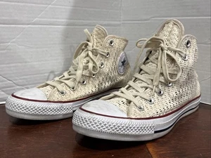 Converse Chuck Taylor Cream Airy Knitted Crocheted High Top Men’s 6 Women’s 8 - Picture 1 of 10