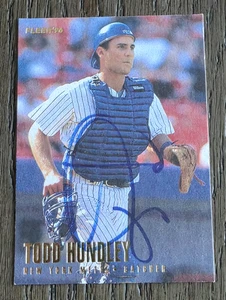 TODD HUNDLEY Signed 1996 Fleer #479 New York Mets Card Autograph - Picture 1 of 2