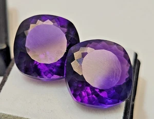 Stunning Amethyst Purple Cushion Cut 20-22 Ct For Earrings Pair Natural Gemstone - Picture 1 of 7