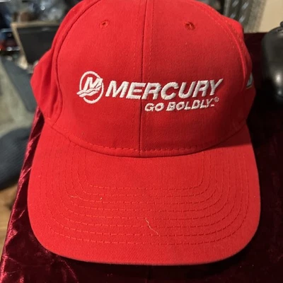 Mercury Marine Motors Go Boldly Bass Adjustable Red Baseball Hat Cap - Image 1 of 4