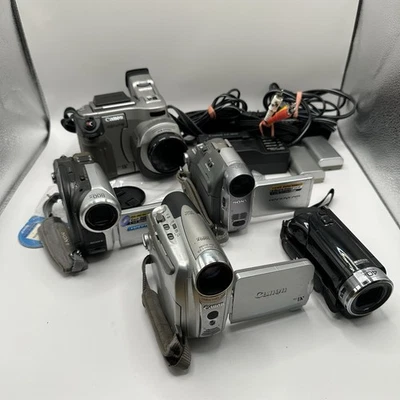 Lote Mixto De 5 Videocámaras De Colección Canon Optura MiniDV Sony Handycam JVC SIN PROBAR Foto 1 de 4