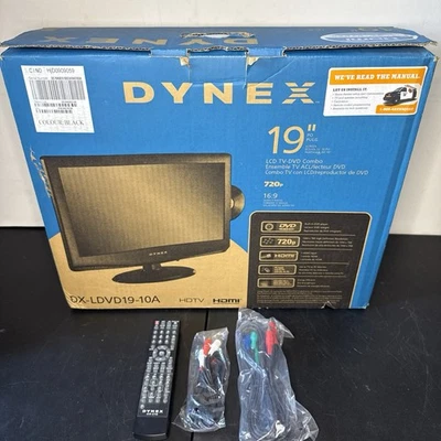 Dynex 19" LCD TV-DVD 720p HD VGA RCA S-Video DX-LDVD19-10A com caixa e controle remoto testado* - Imagem 1 de 4