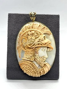 18 kt Gold Anhänger mit Kamee Karneol 70mm oval - Griechischer Soldat - Bild 1 von 3