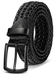 Men Belt, Braided Belt Comfortable For Men Casual Jean Golf 1 3/8"(Black,32"-... - Picture 1 of 7