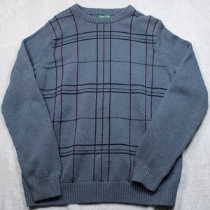 David Taylor Collection Sweater Large Gray Plaid Crewneck Long Sleeve Pullover - Picture 1 of 8