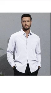 Linen Shirts for Men Long Sleeve Casual Button Down Shirts Wrinkle Free-SIZE S - Picture 1 of 4