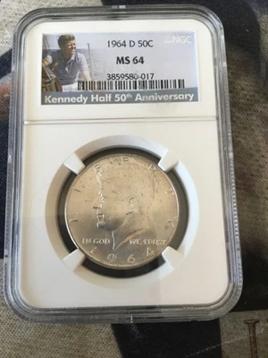 1964 d kennedy half dollar ngc ms 64 - Image 1 of 4