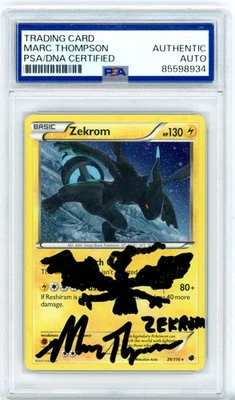 PSA Signed Marc Thompson Pokemon TCG Zekrom 39/116 Plasma Freeze Holo w/doodle - Image 1 of 2