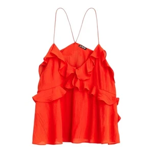 J crew top womens size xl orange drapey ruffle swingy tank top - Picture 1 of 6