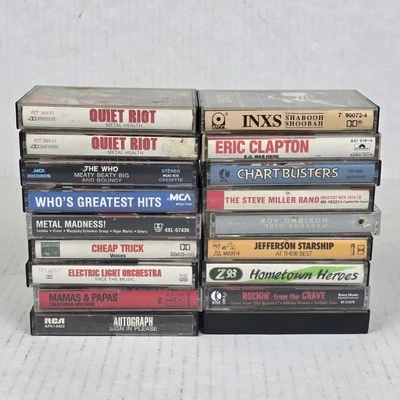 Vintage Rock And Roll Cassette Tapes Lot Of 18 The Who Inxs Quiet Riot & More - Image 1 of 3
