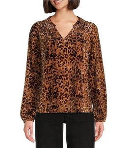 Nurture by Westbound Animal Printed Long Sleeve Smocked  Velour Top Size 2X NWT - Picture 1 of 4