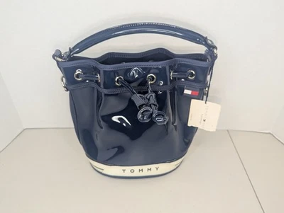 Tommy Hilfiger Women's Skipper Navy Patent Leather Bucket Bag PLEASE READ - Image 1 of 4