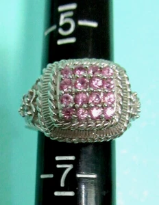 Judith Ripka Sterling Silver Pink Sapphire & Diamonique Ring Size 6.25 Gift Box - Picture 1 of 10